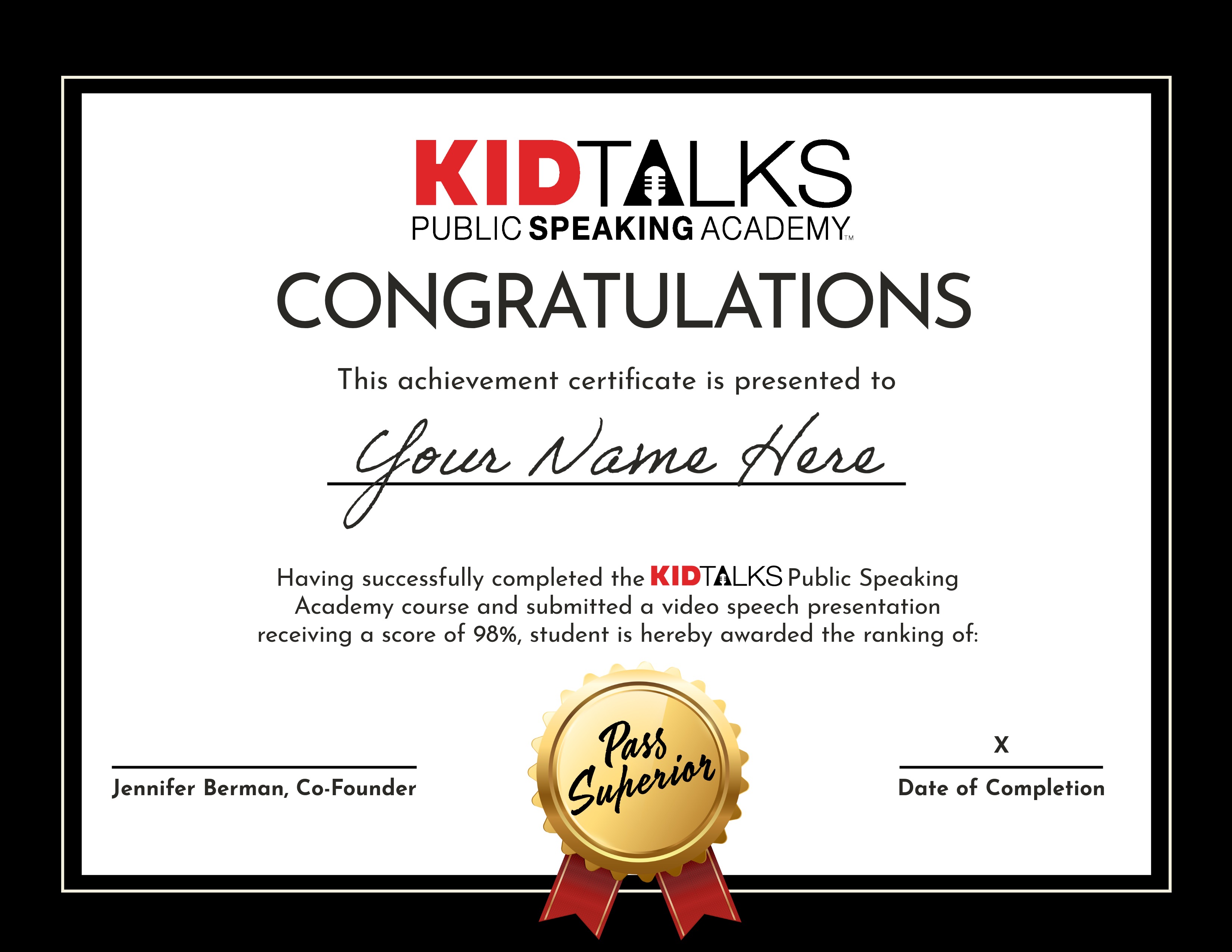 Public Speaking Certificate